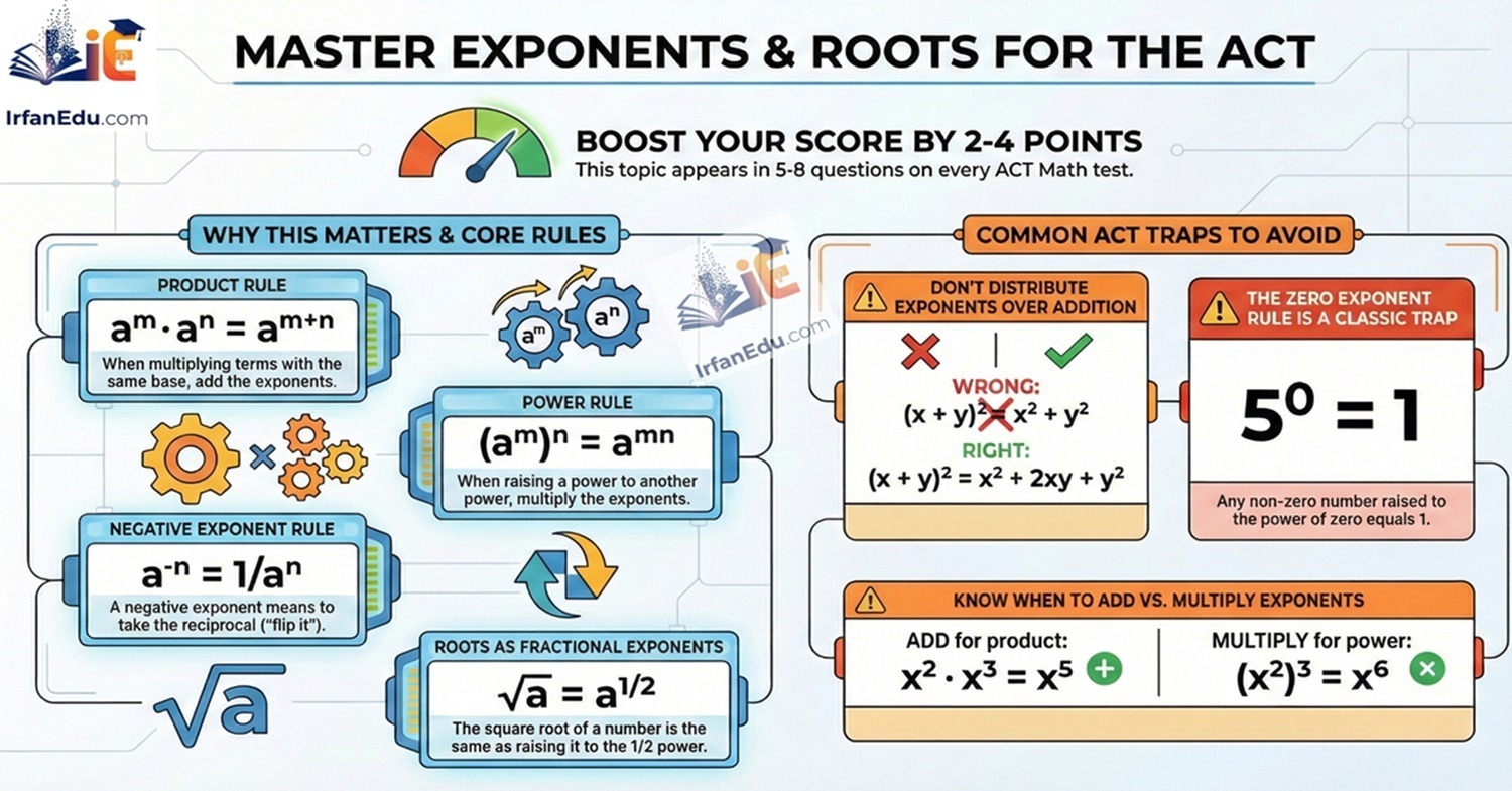 Laws of Exponents, Square Roots, and Cube Roots | ACT Math Guide