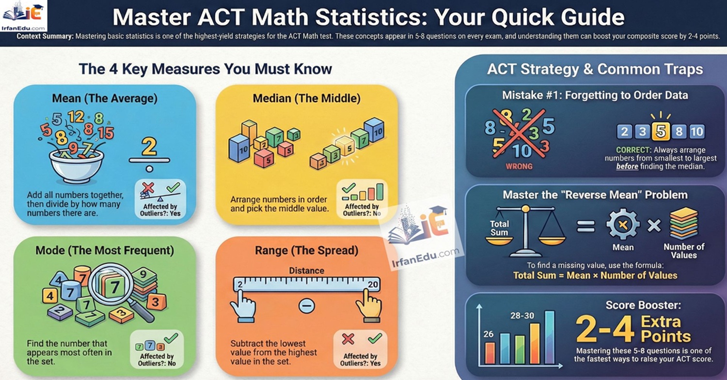 ACT Math Statistics Made Easy: Mean, Median, Mode & Range Guide