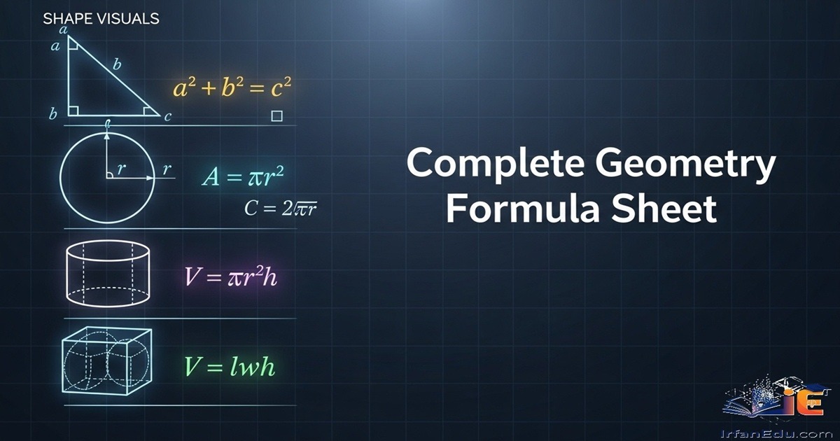 Complete Geometry Formula Sheet: Every Formula You Need | IrfanEdu