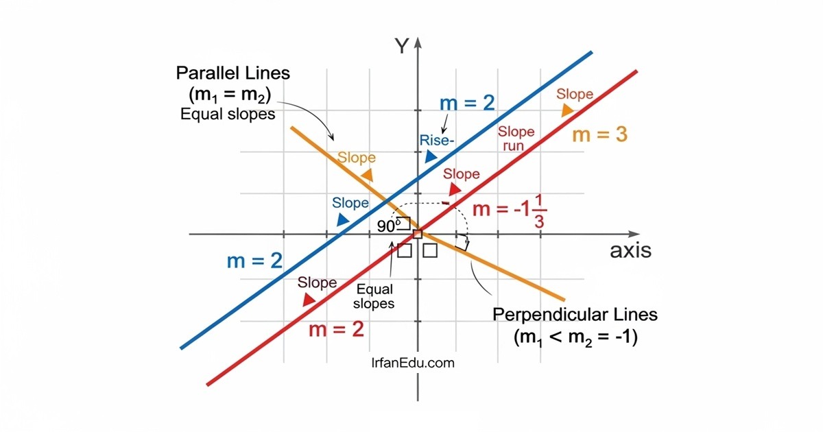 Parallel and perpendicular lines on a coordinate geometry graph