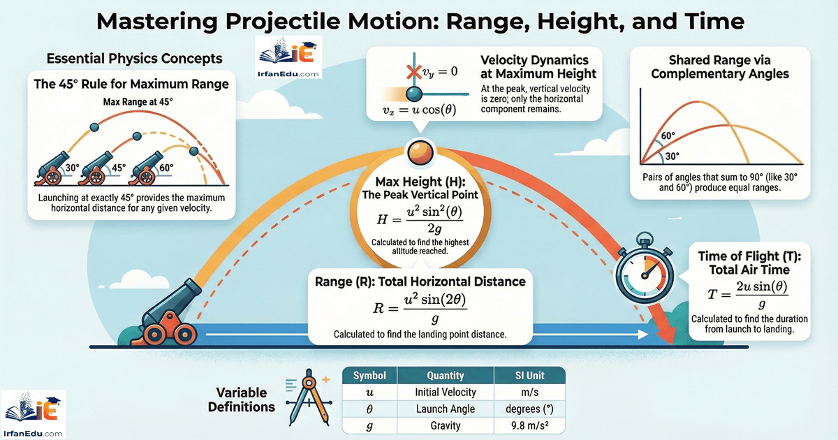 Projectile Motion Calculator : Projectile range, Projectile Max height and Time of flight
